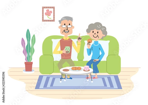 Obraz 高齢者　夫婦　ティータイム