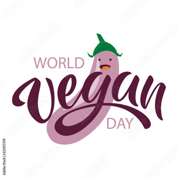 Obraz World vegan day typography lettering