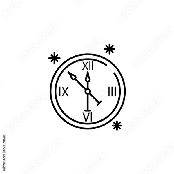 Fototapeta clock snow concept line icon. Simple element illustration. clock snow concept outline symbol design from Winter set. Can be used for web and mobile UI/UX