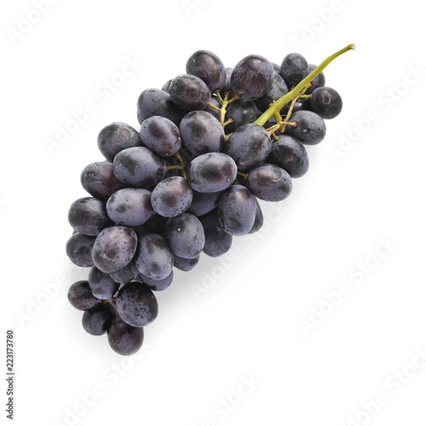 Obraz Black grapes isolated on white background, top view.