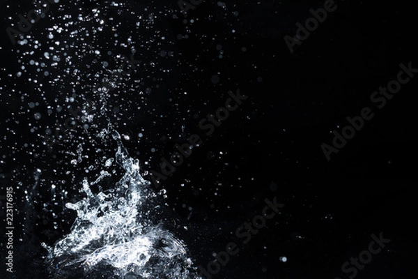Obraz water splash black background backdrop fresh feeling