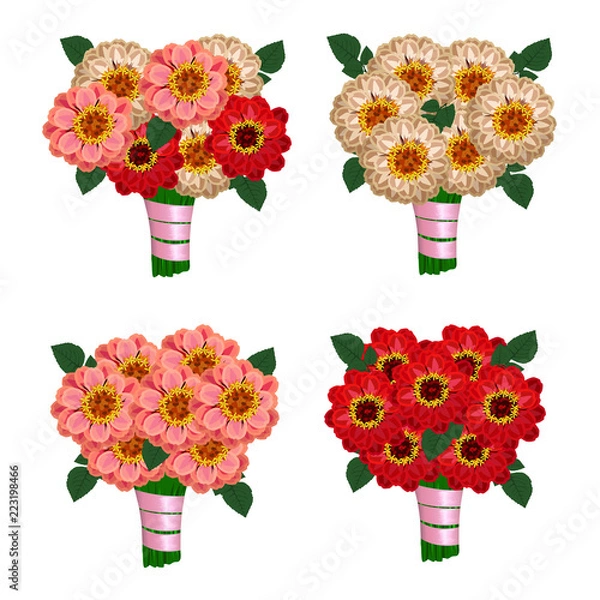 Fototapeta Beautiful wedding bouquet with ribbon. Vector template for an invitation card or postcard.