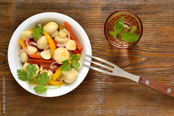 Obraz Homemade marinated / pickled / mushrooms with vegetables