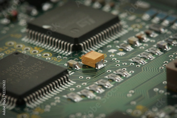 Fototapeta chips on circuit board