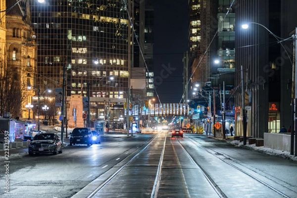 Fototapeta Night view of the street of Toronto