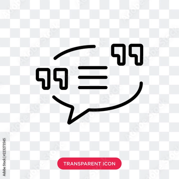 Obraz Quotes vector icon isolated on transparent background, Quotes logo design