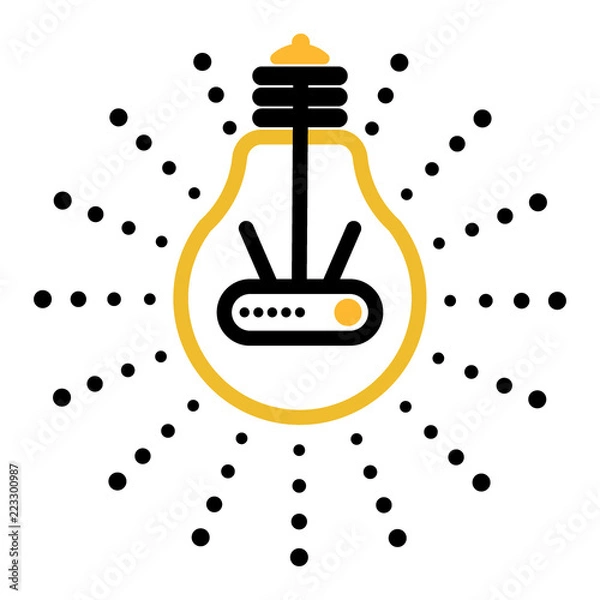 Fototapeta Vector light bulb outline icons with dots around