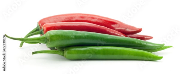 Obraz green and red chili peppers