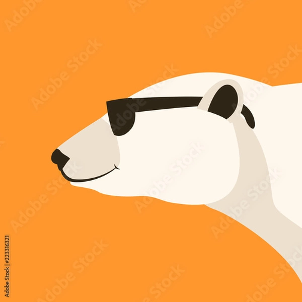 Obraz polar bear head    vector illustration flat style  profile 