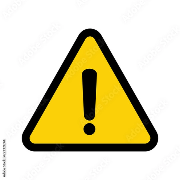 Obraz Yellow hazard warning mark. Danger warning attention sign, caution sign isolated vector illustration