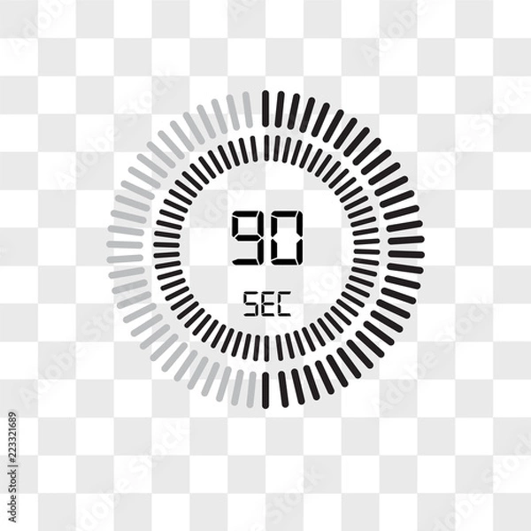 Fototapeta The 90 seconds vector icon isolated on transparent background, The 90 seconds logo design