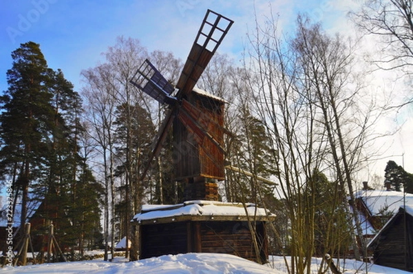 Obraz old windmill in winter