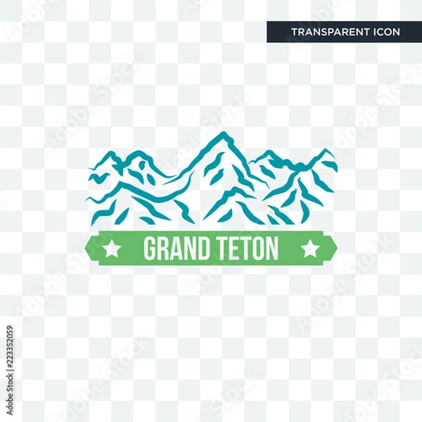 Fototapeta grand teton vector icon isolated on transparent background, grand teton logo design