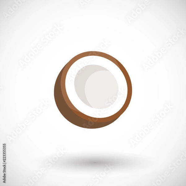 Obraz Coconut vector flat icon, flat design of fruit