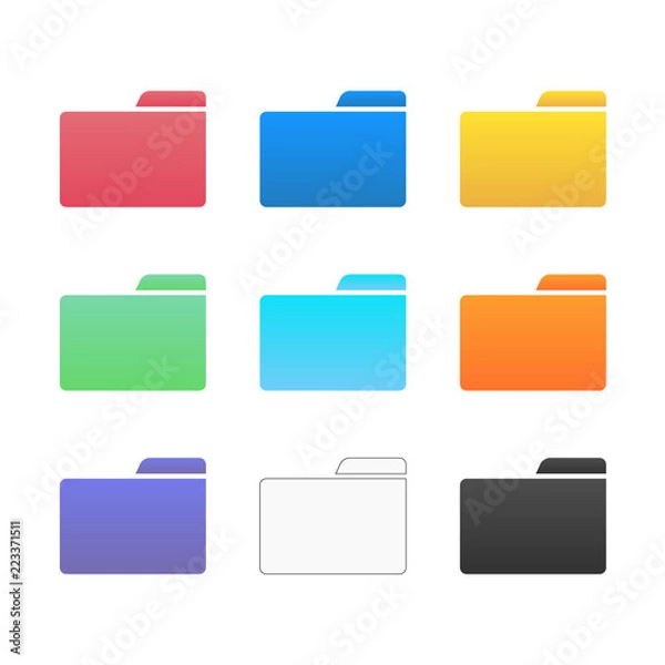Fototapeta  computer folder icons set - business data archive illustration isolated