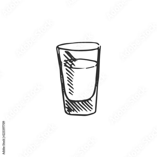 Fototapeta szklanka wody na białym tle na białym tle, ilustracji wektorowych
