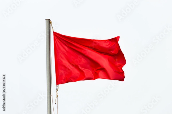 Obraz Red flag waving isolated over white