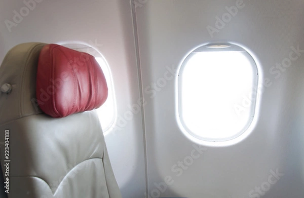 Fototapeta Empty aircraft seats and windows