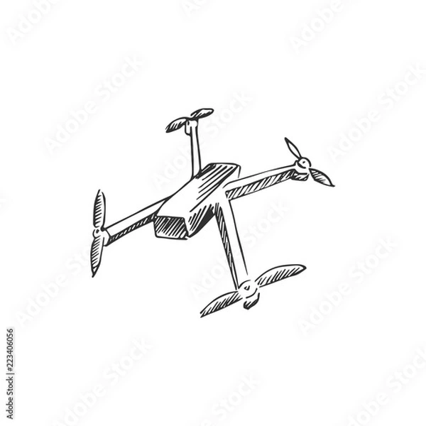 Fototapeta dron na białym tle na białym tle, ilustracji wektorowych