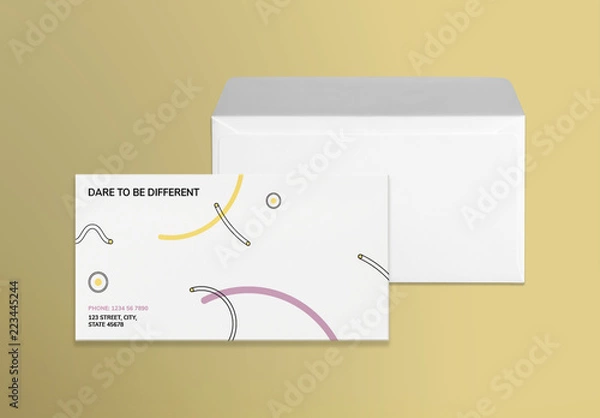 Fototapeta Envelope Layout with Pastel Shapes