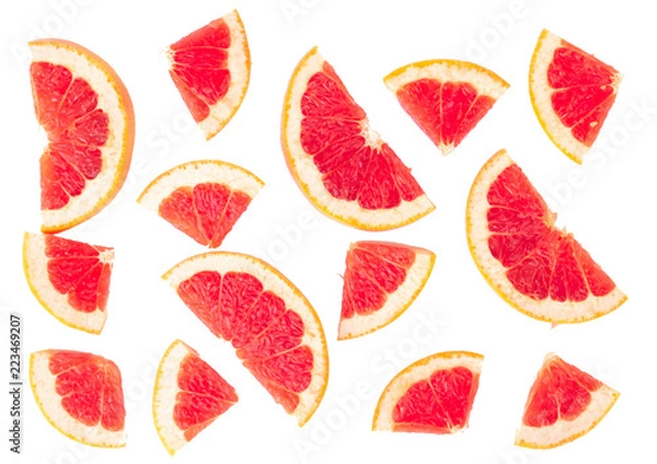 Obraz Top view grapefruit slice isolated on white background