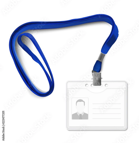 Fototapeta Lanyard with id card. Vector illustration isolated on white background. Ready mockup to use for for presentations, conferences and other business situations. EPS10.