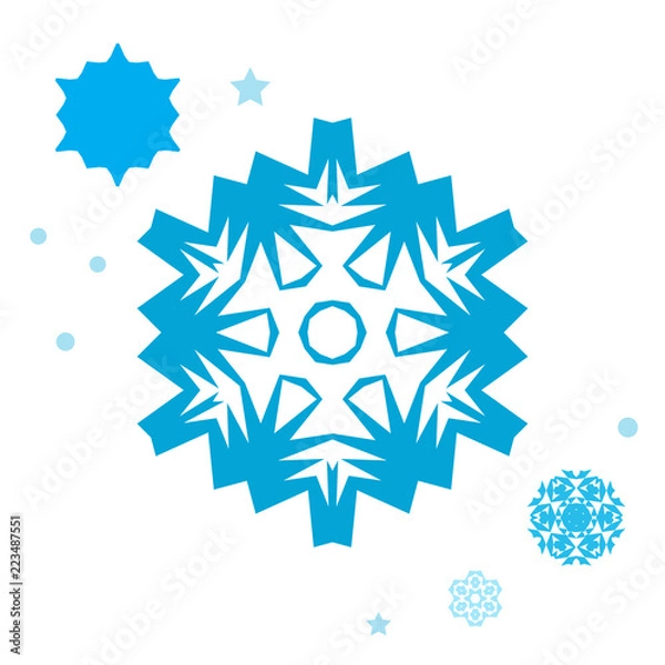 Fototapeta Simple Snowflake Icon Collection Isolated on White Background