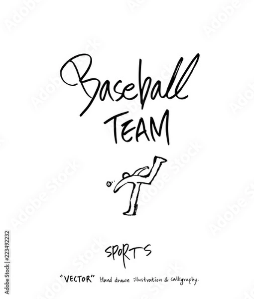 Fototapeta 스포츠 포스터 / 손으로 그린 스포츠 그림