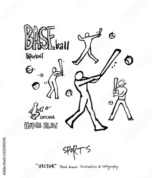Fototapeta 스포츠 포스터 / 손으로 그린 스포츠 그림