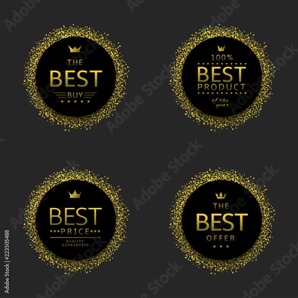 Obraz Black labels with confetti