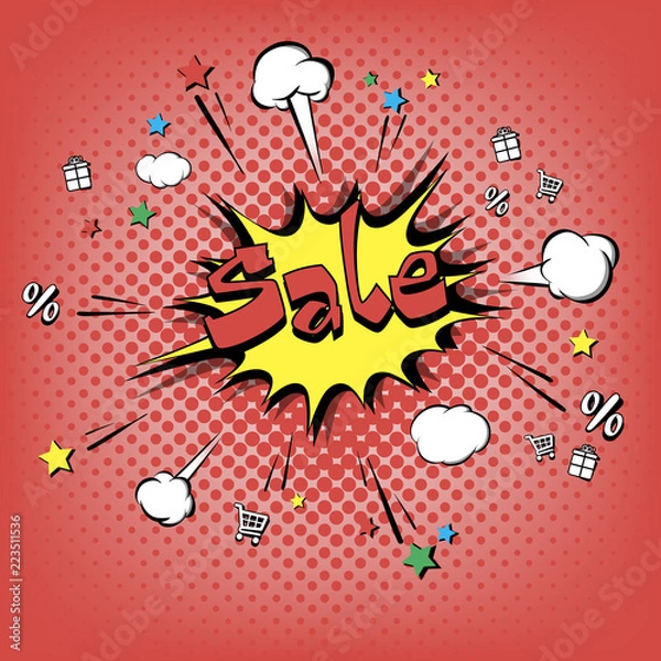 Fototapeta Sale Pop art retro style