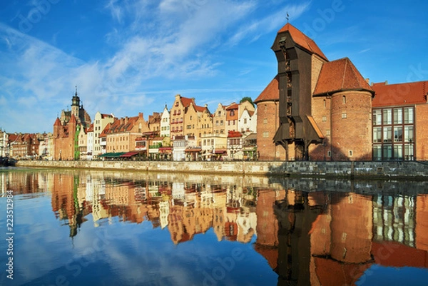 Obraz Cityscape of Gdansk with reflection in channel