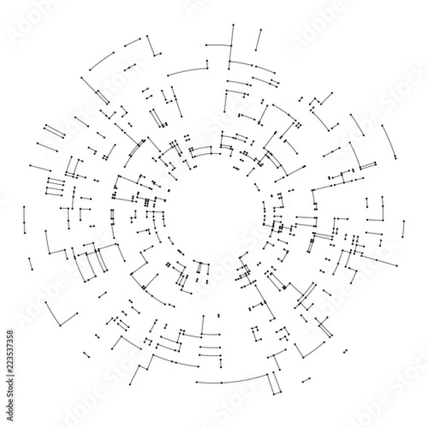 Fototapeta Connecting lines and dots on white background. Abstract network connection design concept. Technology design vector background, digital geometric abstraction with lines and points.