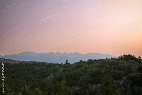 Obraz Sunset Mountain with Star Trails
