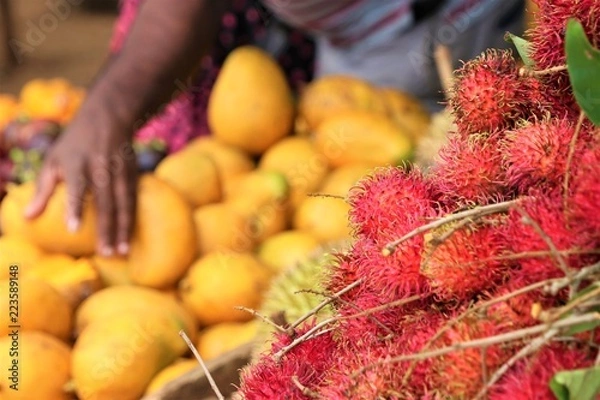Fototapeta スリランカの道端の果物屋さん