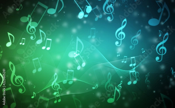 Fototapeta Abstract Colorful music background with notes
