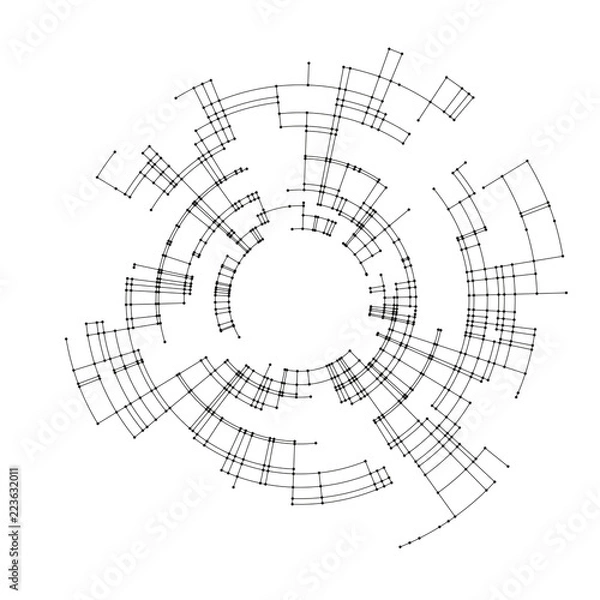 Fototapeta Connecting lines and dots on white background. Abstract network connection design concept. Technology design vector background, digital geometric abstraction with lines and points.