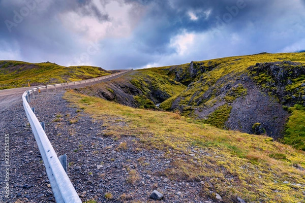 Fototapeta Mountain Pass road 54 from North to South part, Snæfellsnesvegur, Snæfellsnes peninsula,Iceland