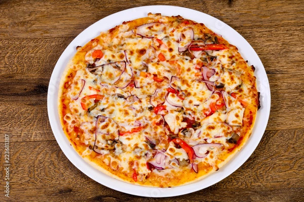Obraz Pizza with beef and onion
