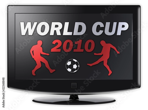 Obraz Flatscreen TV with "World Cup 2010" on screen