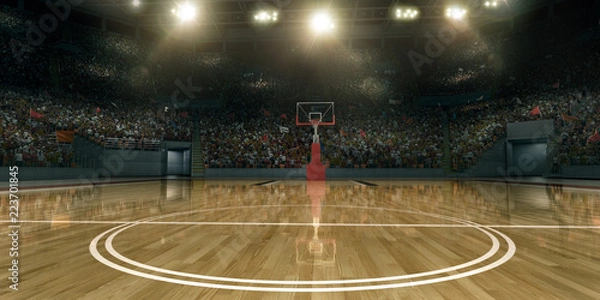 Obraz Professional basketball arena in 3D. Tribunes with sport fans
