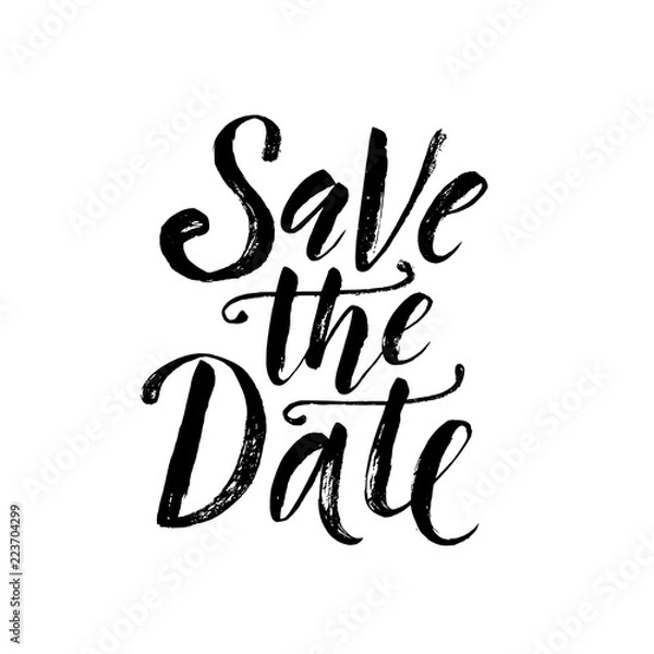 Fototapeta Zapisz datę. Fraza ślubna. Napis pędzla. Ilustracji wektorowych.