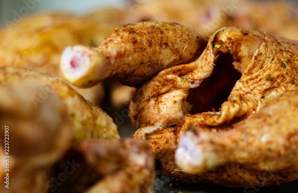 Fototapeta Chicken Preparation with selective focus