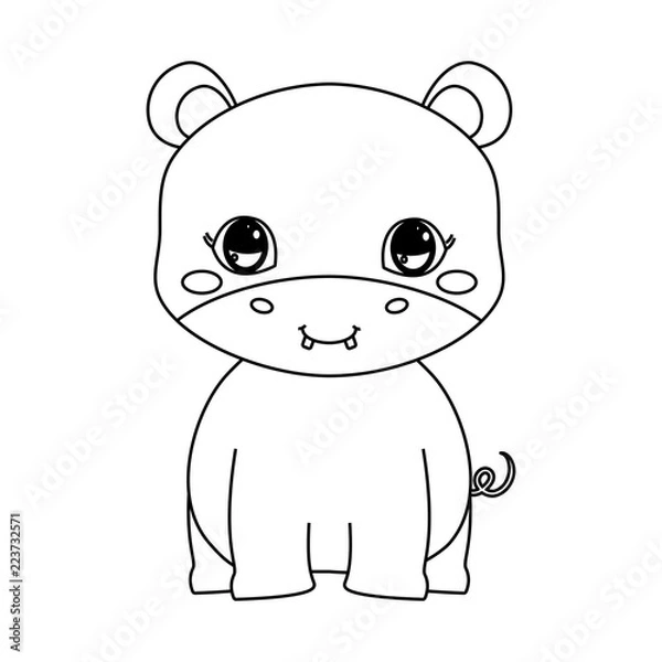 Obraz cute hippo baby sitting cartoon