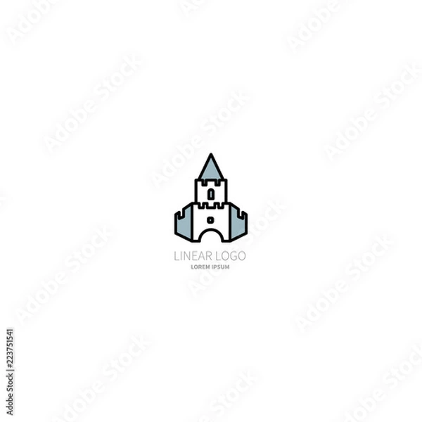 Fototapeta Logo of the castle. The symbol is made in a linear-minimalist style