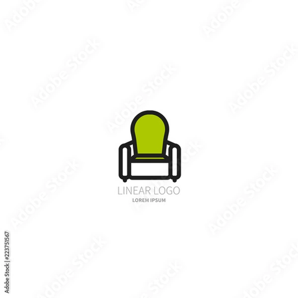 Fototapeta Logo for the furniture store. The chair is made in a linear-minimalist style