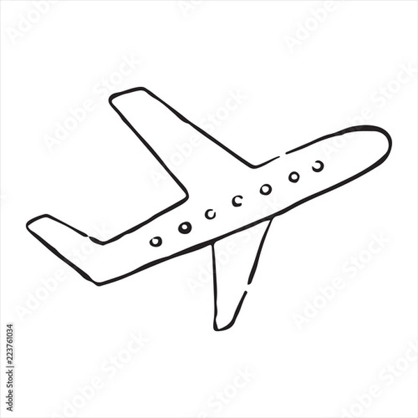Obraz Airplane doodle icon