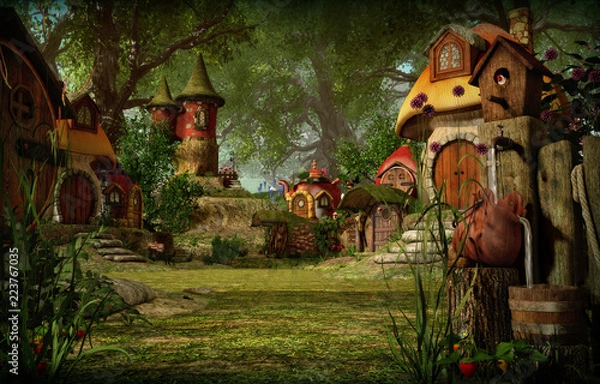 Fototapeta Elves Town, 3d CG