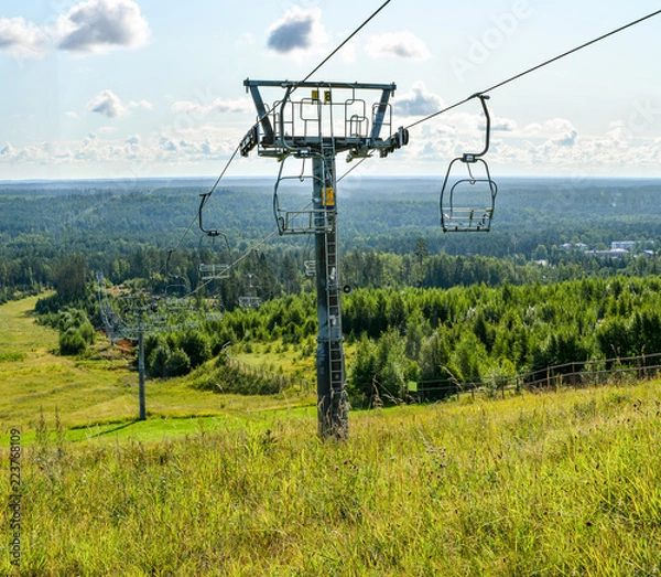 Obraz Ski resort "Igor" in the Leningrad region in the summer.  Summer slopes.