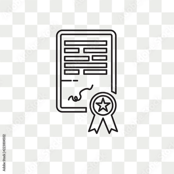 Fototapeta Certificate vector icon isolated on transparent background, Certificate logo design